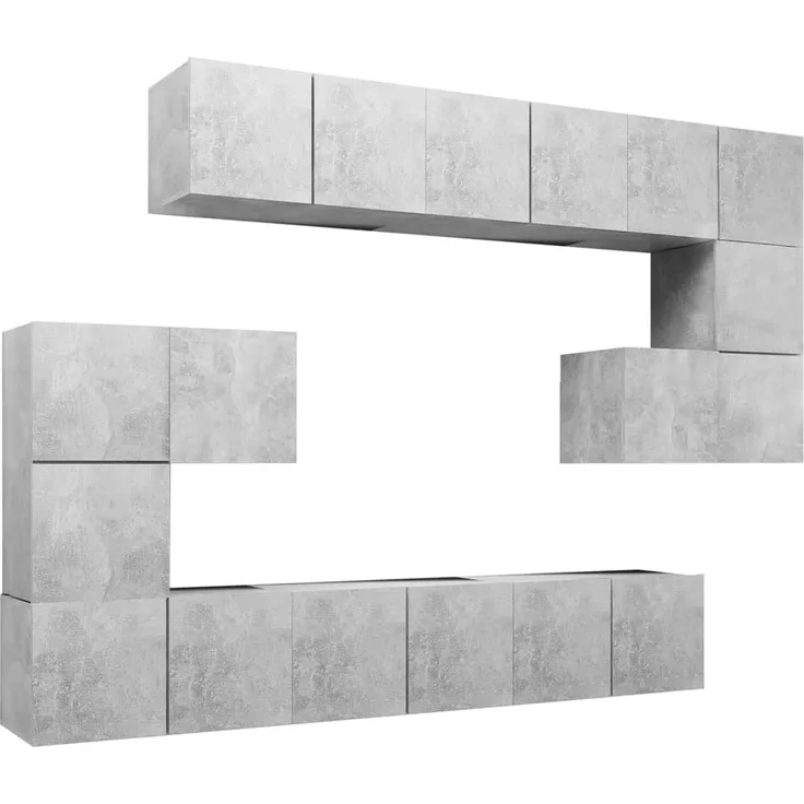 vidaXL 10-tlg. TV-Schrank-Set Betongrau Holzwerkstoff 3079144
