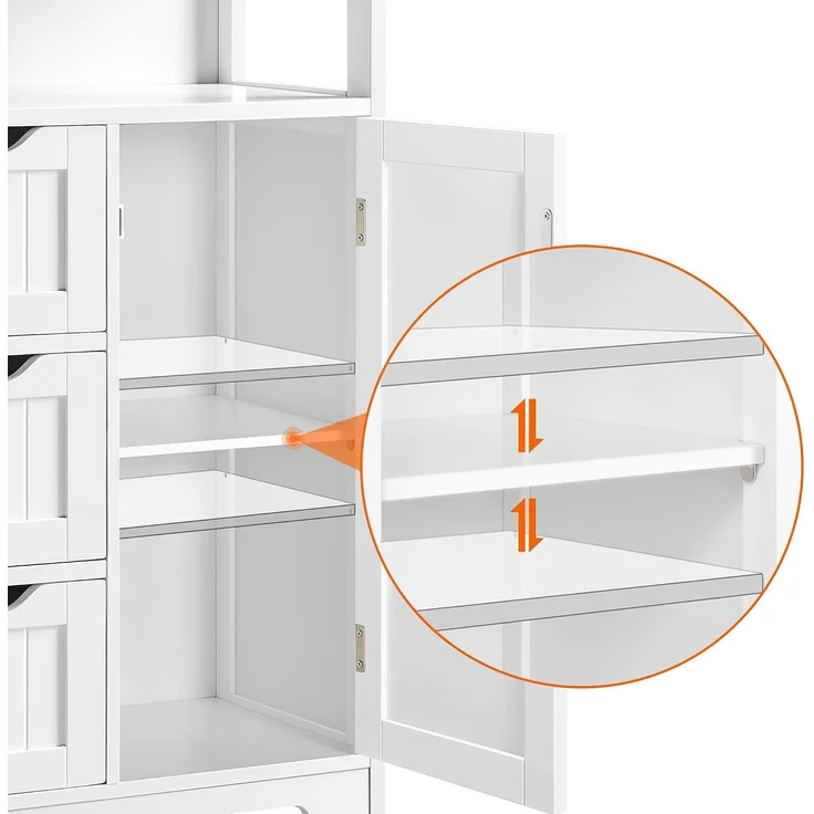 Yaheetech Badkommode mit Schubladen und verstellbarem Regalbrett, Holz, 86,5 x 29,5 x 55,5 cm, Weiß – Bild 5