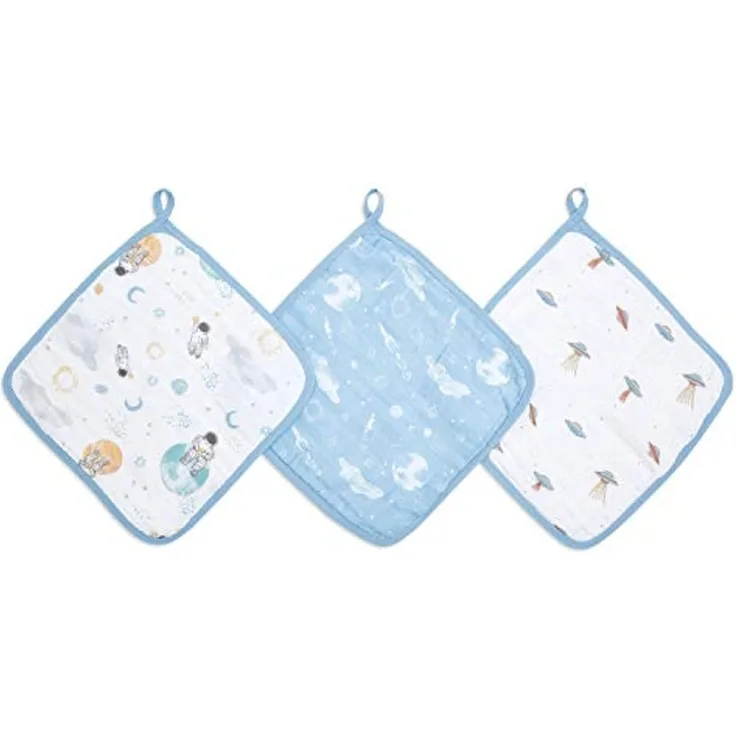 aden + anais™ essentials Baumwoll-Musselin-Waschlappen space explorers 3er Pack