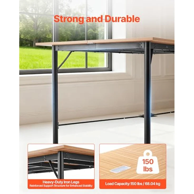 VEVOR Konferenztisch Besprechungstisch für 6-8 Personen 180x90 cm (L x B) rechteckiger Kombinationsschreibtisch Meetingtisch Mehrzwecktisch Pausentisch mit Metallbeinen für Büro Konferenzraum – Bild 6