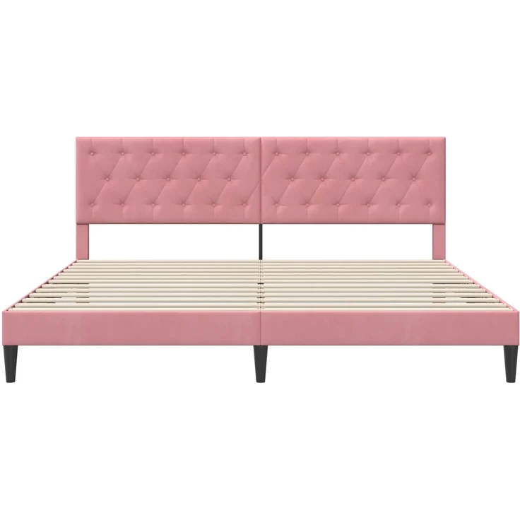 vidaXL Bettrahmen mit Kopfteil Rosa 200 x 200 cm Samt 42027688 – Bild 4