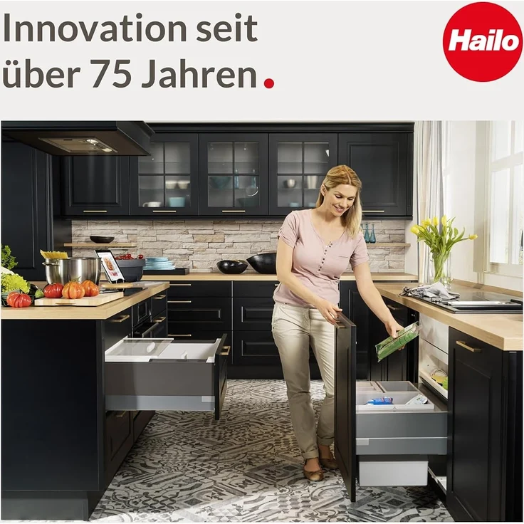 Hailo 'Swing Terzett' Einbaumülleimer für Schränke ab 300 mm Breite mit Drehtür, 30 (3x10) Liter, Graphit – Bild 7