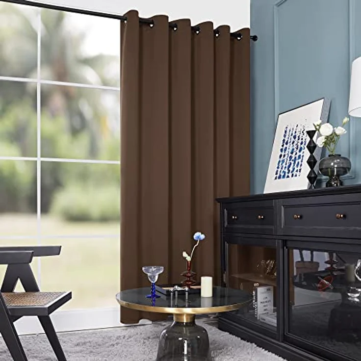 Deconovo Gardinen Schlafzimmer Blickdicht Thermovorhang mit Ösen Braun | 1 Stück, H270 x B200 cm, Verdunkelungsvorhang Hitzeschutz, Sichtschutz für Wohnzimmer, Blackout Curtain, UV-Schutz, Vorhänge – Bild 3