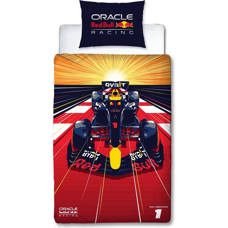 Character World Oracle Red Bull Racing Offizielles Bettwäsche-Set für Einzelbett, Speed-Design, wendbar, 2-seitige Bettwäsche, inkl. passendem Kissenbezug, Einzelbett-Set, Polycotton – Bild 2