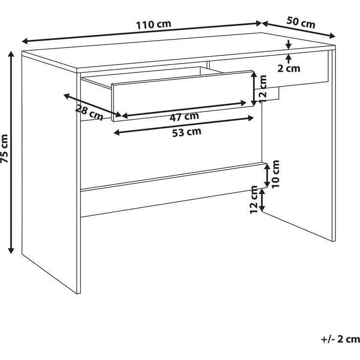 Schreibtisch RONDANE Weiß 110 cm 50 cm – Bild 2