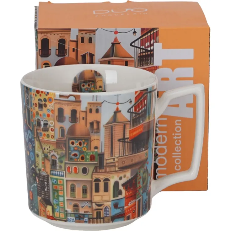 DUO Becher 450 ml MODERN SWEET CITY New Bone China Porzellan