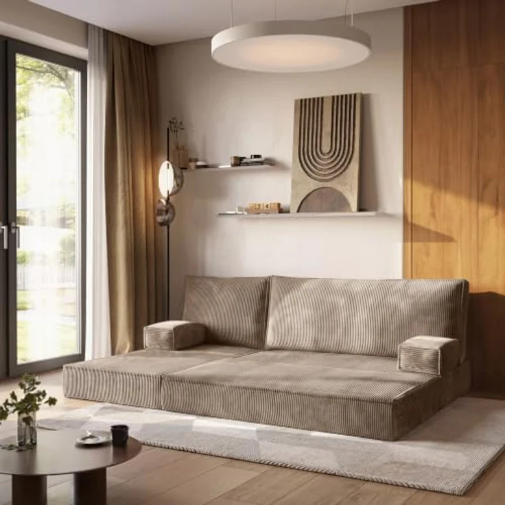 Masseno Ecksofa NOTIA modulares Boneless Sofa mit Schlaffunktion, Kordstoff POSO 02, 3 Sitzflächen, Relaxfunktion, 200 cm x 120 cm x 86 cm – Bild 4