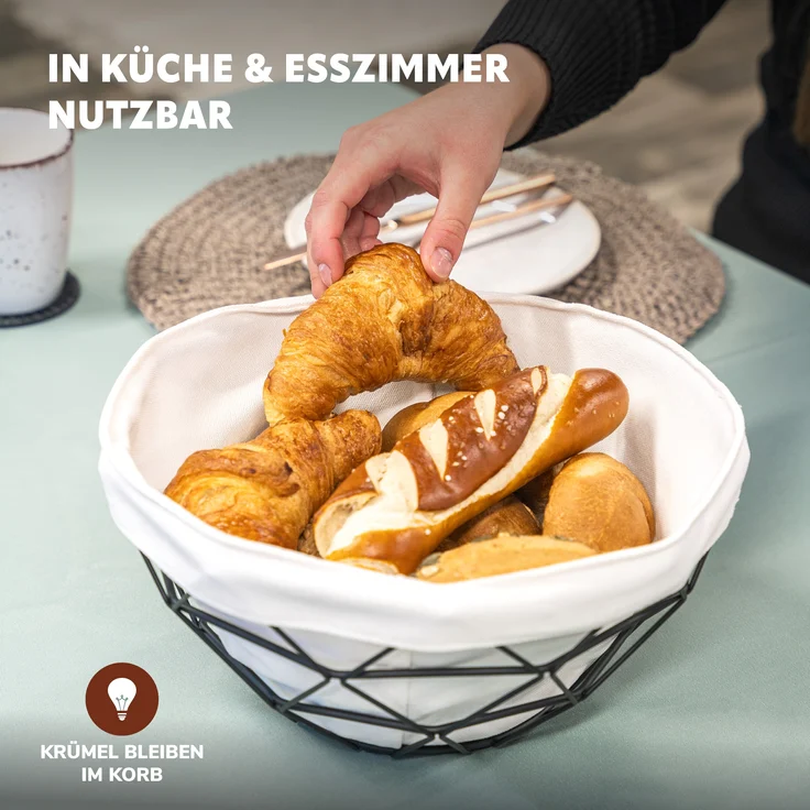 2tlg. Brotaufbewahrungs-Set - Brotkasten und Brotkorb (Kunststoff/Metall, weiß) – Bild 6