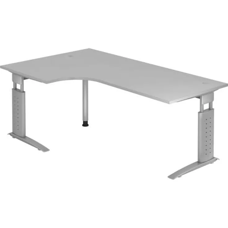Winkeltisch US82 C-Fuß 200x120cm 90°Grau Gestellfarbe: Silber
