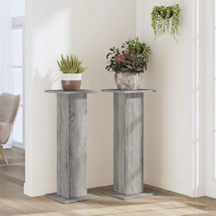 vidaXL Pflanzenständer 2 Stk. Grau Sonoma 30x30x80 cm Holzwerkstoff 3307869 – Bild 3