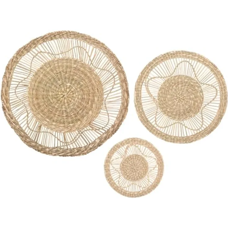 ATMOSPHERA CREATEUR D'INTERIEUR Wanddekoration Seagrass Set, 3 Stück D 18/28/38 cm, Beige