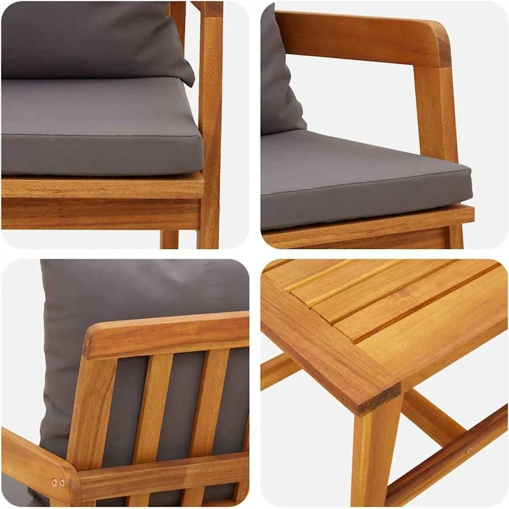 vidaXL Bistrogarnitur 3 stk. Braun Massivholz Akazie 4106460 – Bild 9