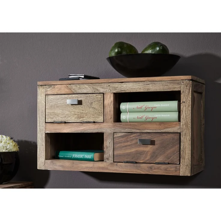 Wandelement Sheesham 66x25x38 grau geölt NATURE GREY #066 – Bild 6