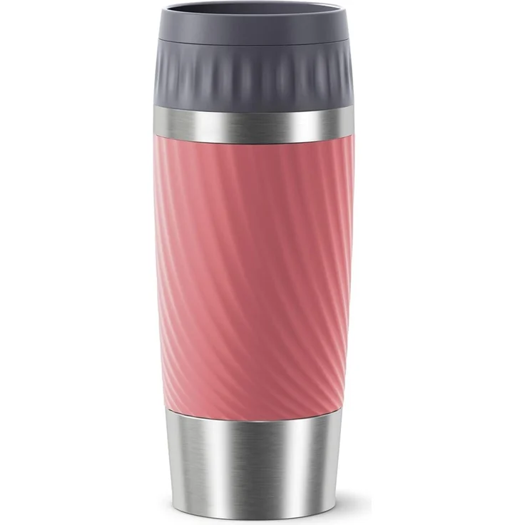 EMSA 'Travel Mug Easy Twist' Isolierbecher, Edelstahl/Silikon, koralle, 360 ml – Bild 1