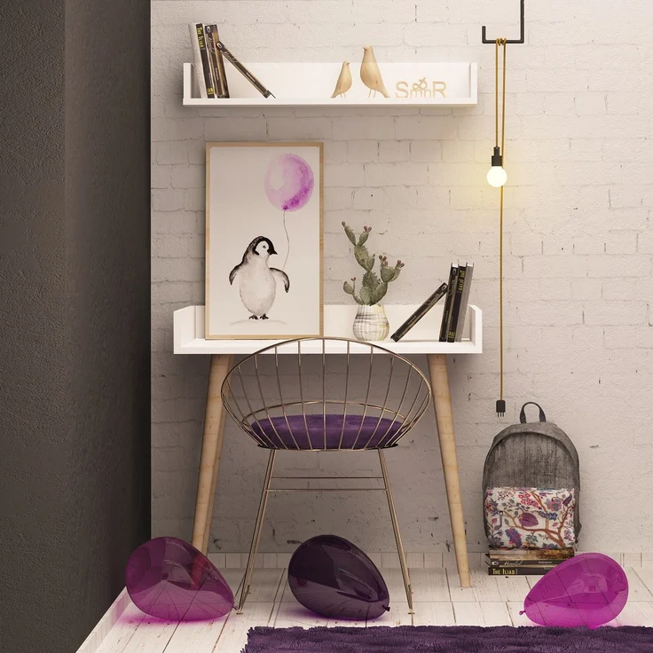 Skye Decor 'Ballony' Schreibtisch, Weiß, 90 x 84 x 60 cm – Bild 1