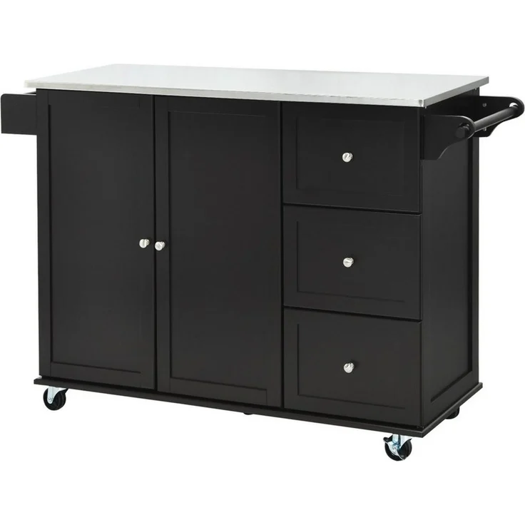 COSTWAY Küchenwagen, mit 3 Schubladen, Arbeitsplatte & verstellbarer Ablage – Bild 5