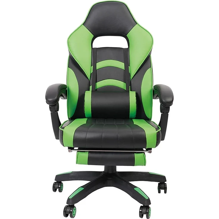 Gamingstuhl Grün/Schwarz Chefsessel Drehstuhl Bürositz Schreibtisch Fußstütze – Bild 3