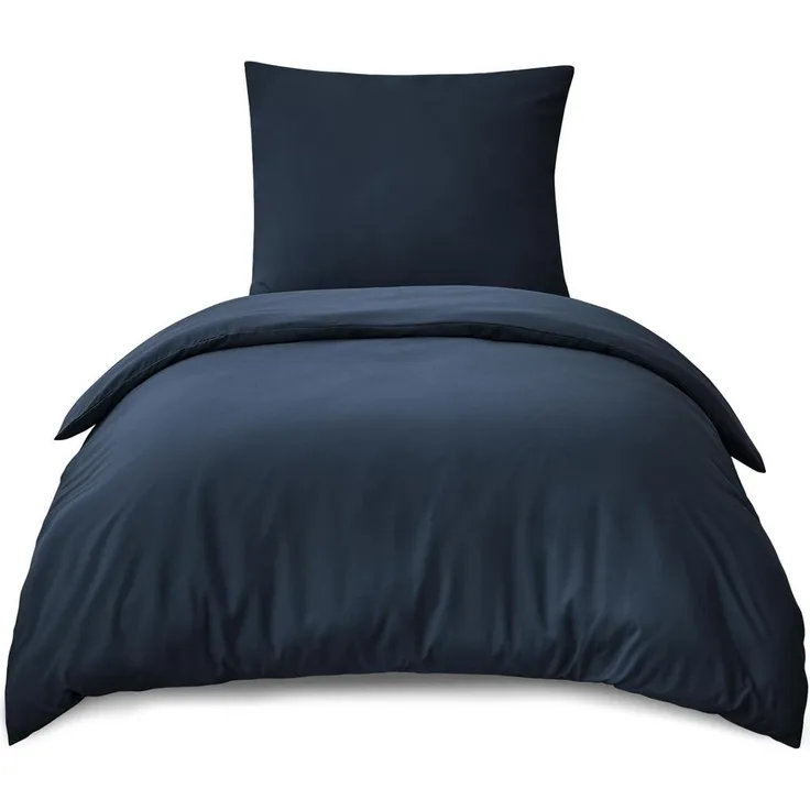 Bettwäsche Set 155x220 Blau Mikrofaser Reißverschluss Haptik Weich