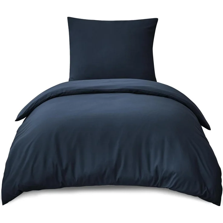 Bettwäsche Set 155x220 Blau Mikrofaser Reißverschluss Haptik Weich – Bild 1