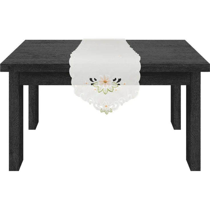 ARSVITA Tischläufer mit Stickerei, mit Blumen oder Schmetterlingen bestickter 35x140cm Läufer für den Tisch, in vielen verschiedenen Designs verfügbar (Farbe: Grün - Orange) – Bild 4