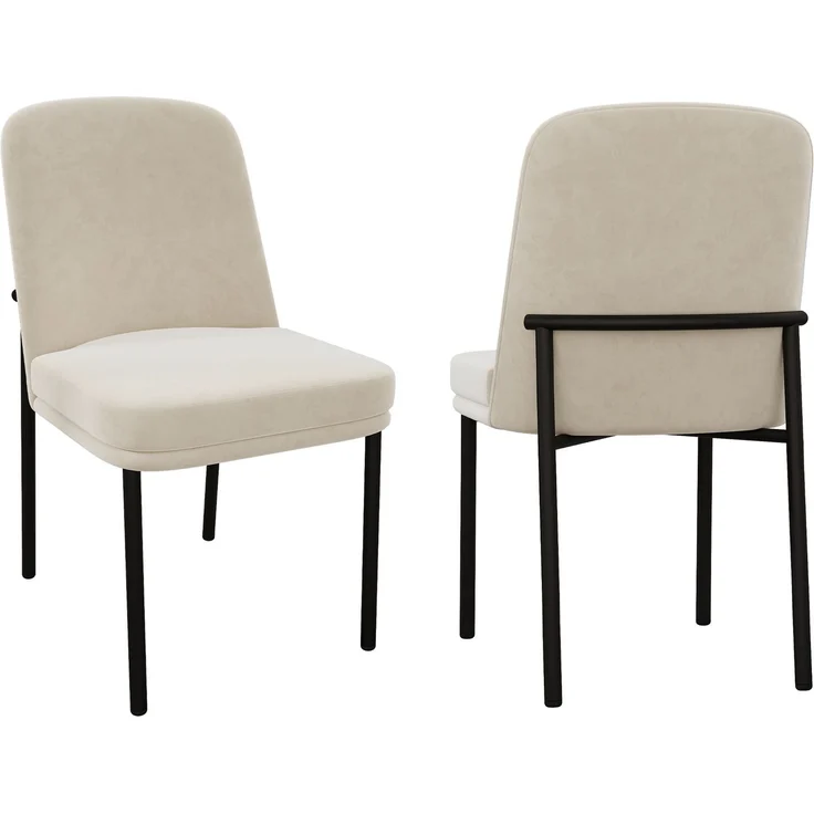 Merax Esszimmerstuhl (Set, 2 St), 2er Set Polsterstühle Küchenstuhl Samt Beige, Schwarzer Metallbeine – Bild 1