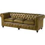Sofa 3-Sitzer Echtleder 216x82x75 grün CHESTERFIELD #303