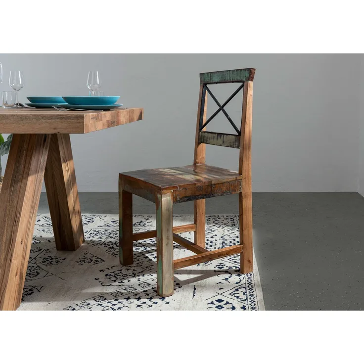 Stuhl Altholz 45x45x95 mehrfarbig lackiert NATURE OF SPIRIT #26, 2er Set