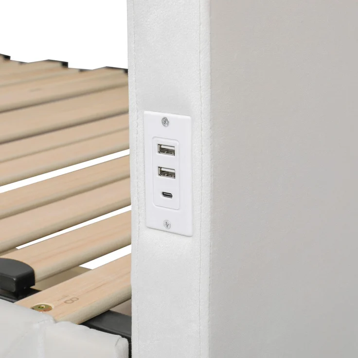 Schlafsofa mit Bettfunktion, Schubladen, Lattenrost, USB und Type-C, 90x200cm/180x200cm, Liegefläche erweiterbar, Polsterbett, Samt – Bild 10
