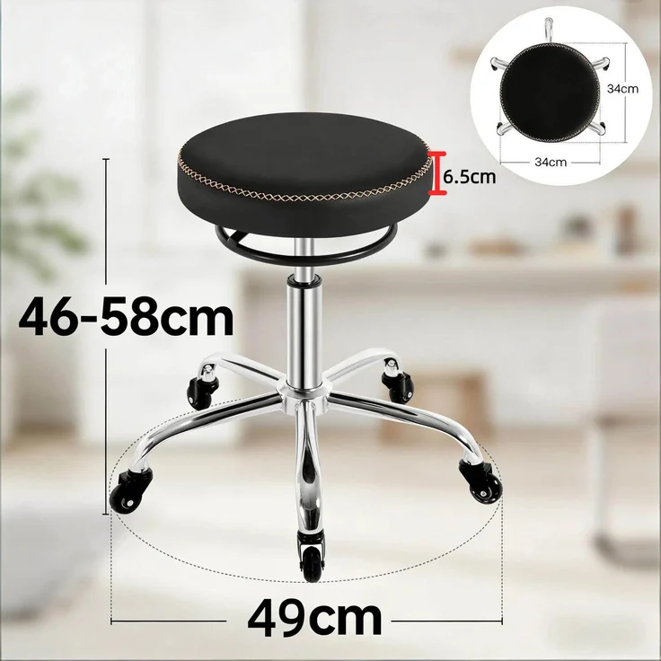 Bürostuhl,Drehbarer Bürostuhl,Bequem beweglicher Bürostuhl,Friseurstühle,Massagestühle,Barstühle(nur mit Bürostühlen)--Schwarz--49x49x58cm--YOUDENOVA – Bild 2