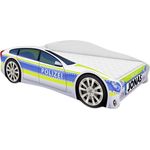 ACMA Kinderbett Auto-Bett Polizei mit Rausfallschutz, Lattenrost und Matratze (Polizei 1, 160x80 cm + Name)