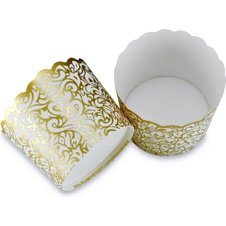 Frau WUNDERVoll Muffinform 25 Muffin Backformen, weiß gold Ornament/Barock, Durchmesser 6,1 cm, (25-tlg) – Bild 2