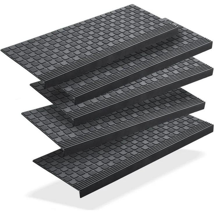 BigDean Stufenmatte 5x Gummi 65x25cm Treppenstufen Außen Antirutschmatten, eckig, Höhe: 30 mm, Rutschfest, Grip-Profil, Selbsklebend, Abriebfest