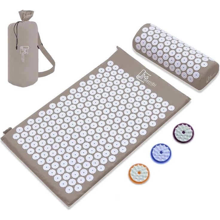 Montegoni Akupressurmatte mit Kissen für Massage & Schmerzlinderung, Shakti Matte Original (mit Praktische Tragetasche, Akupressur Set für Entspannung, Stimulation und Meditation), Stimulierende Spitzen, Entspannung, Schmerzlinderung – Bild 1