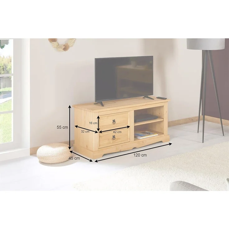 IDIMEX Lowboard TEQUILA, Lowboard TV Bank im Landhausstil TV Board aus Massivholz – Bild 3