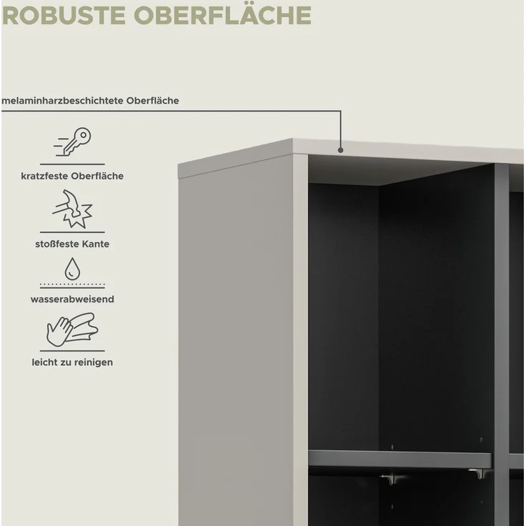 Stauraumregal B/H/T: 192x45x35 cm in Kaschmir Nachbildung und schwarz – Bild 7