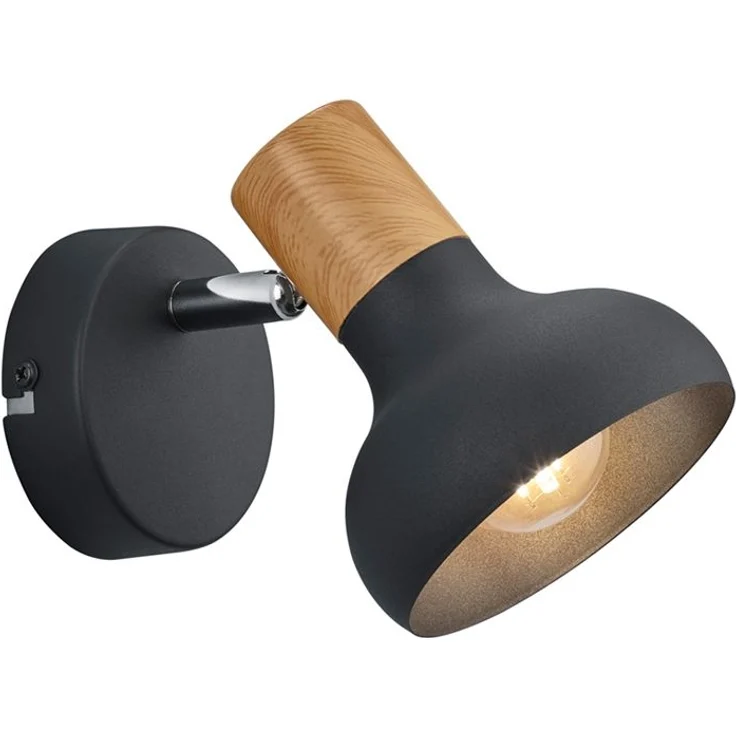Wandstrahler LATIKA Metall Schwarz mit Holzoptik, Breite 10cm – Bild 2