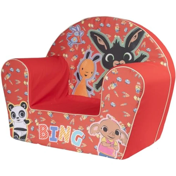 Bing Kindersessel – bequem und sicher, lustiges Design mit Bing und Flop – perfekt für Kinderzimmer und Spiel-Ecken (rot) – Bild 5