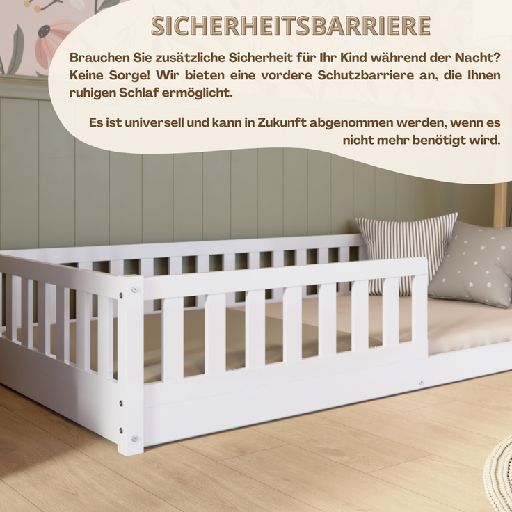 Crazy Pine 'Crazy Basic' Kinderbett mit Rausfallschutz, Skandinavisches Design, Holz, Weiß, 120x200 cm, ohne Beine – Bild 6