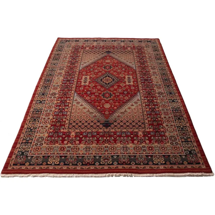 THEKO Wollteppich Saharna 2400, rechteckig, Höhe: 12 mm, reine Wolle, Orient-Optik, mit Fransen