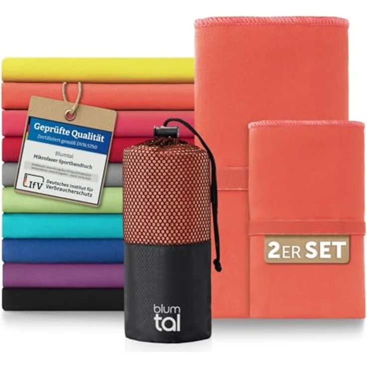 Blumtal Sporthandtuch Mikrofaser Handtücher Set, Mikrofaser (2-St), Ultra leicht, kompakt & schnelltrocknend – Bild 2