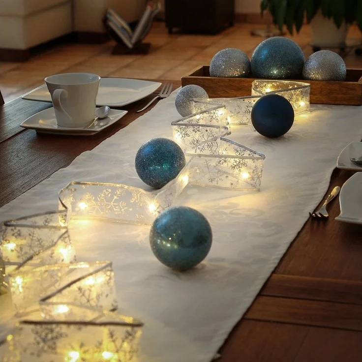 MARELIDA LED-Lichterkette LED Seidenband Geschenkband Schleifenband 30 LED 2,7m Batterie, 30-flammig – Bild 4