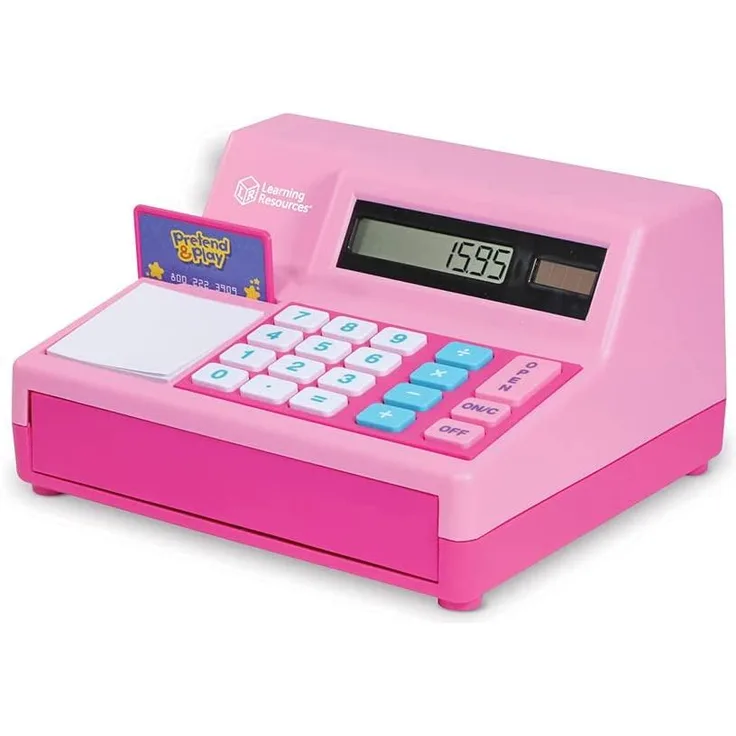 Learning Resources Pretend & Play Spielkasse mit Rechenfunktion in Pink, Kaufladen-Kasse für Kinder, Spielzeugkasse für Spielszenarien, ab 3 Jahren (Amazon-exklusiv)