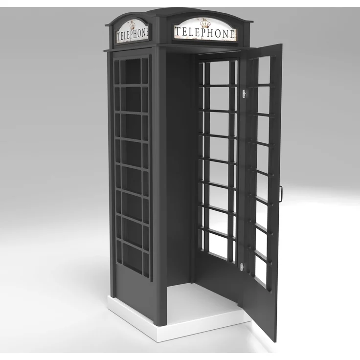 Telefonzelle Schrank – Telefonbox 1-türig in Schwarz – Bild 3
