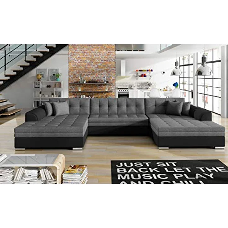 Menzzo Vento Schlafsofa, Stoff, Schwarz/Grau, 365 – Bild 4