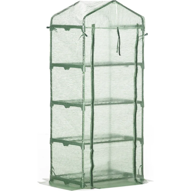 MELAYR, Gewächshaus aus PE mit 4 Regalböden, Balkongewächshaus, Verstärkte Plane (140 g/m²), 70 x 49 x 8 cm, Grün – Bild 2