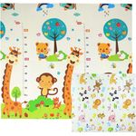 Krabbelmatte Spielmatte Baby Schadstofffrei 198 x 178 x 1 cm Faltbar Spielunterlage Spielteppich Groß Rutschfest Beidseitig Tragbar Wasserdicht für Innen Außen Bunt - Zahlen & Tiere - 5A