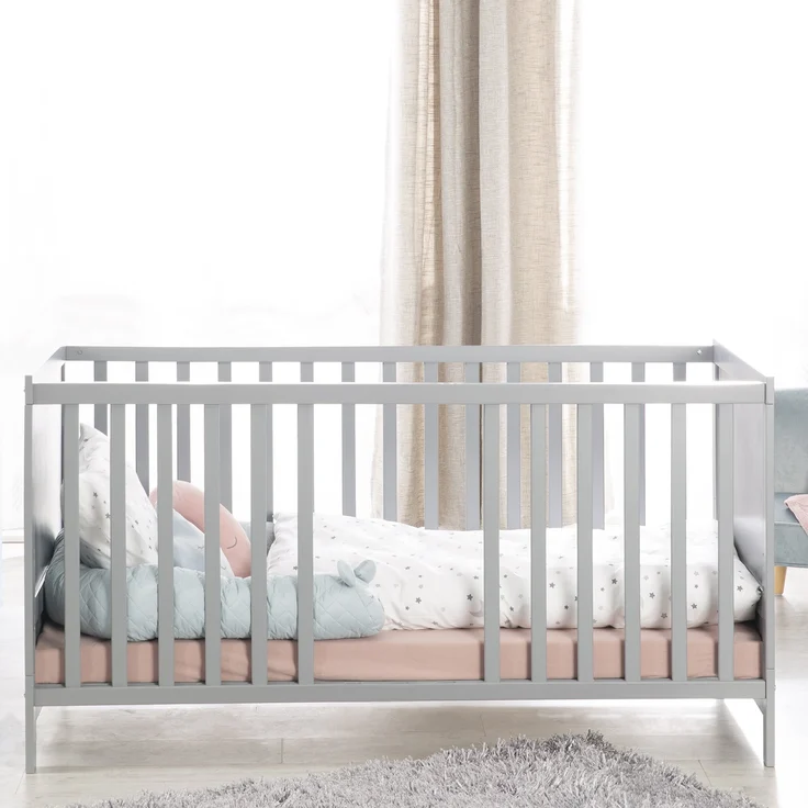 roba Gitterbettt 70 x 140 - 3-fach höhenverstellbar - 3 Schlupfsprossen - Babybett umbaubar - Holz taupe – Bild 4