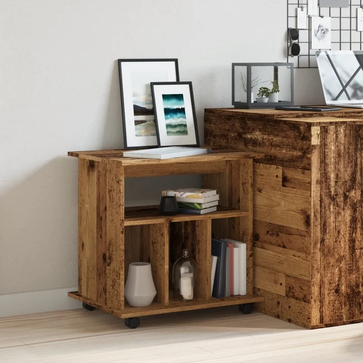 vidaXL Rollcontainer Altholz-Optik 60x45x60 cm Holzwerkstoff 856662 – Bild 2