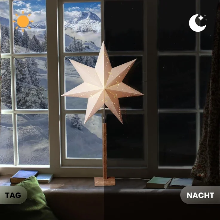 Star Stern Karo Mini Material: Holz/Papier, Farbe beige, Höhe, 55 x 34 cm – Bild 5