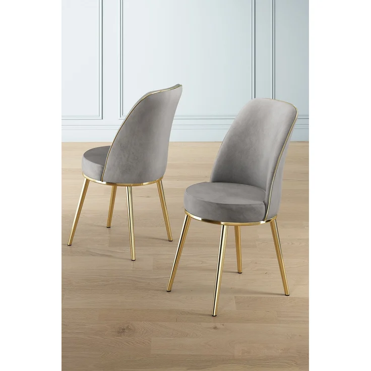 Skye Decor 'Pefa - Grey, Gold' Stuhlset (2-teilig), Grau / Gold, 45 x 91 x 42 cm – Bild 1